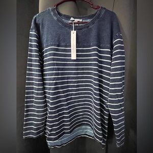NWT Jane and Delancey Dark Blue Striped Long Sleeve Tee